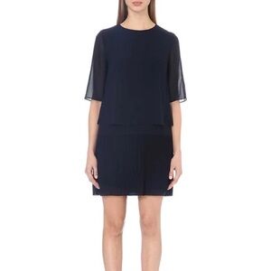REISS Navy Layered Short Sleeve Shift Dress Size 12- worn once!